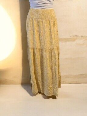 🌼 Betterose Maxi Skirt 🌼 Medium‎ | Soft yellow tiered boho skirt